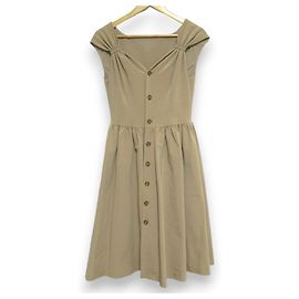 Autre Marque FOXEY NEW YORK Back Button Down Dress Long Dress Beige