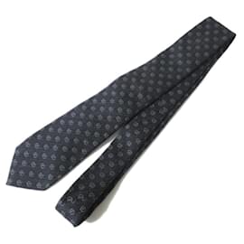 Gucci GG Pattern Silk Wool Tie Brown Dark grey