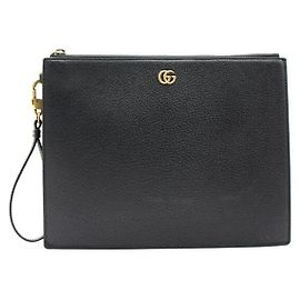Gucci Clutch com alça de couro Preto