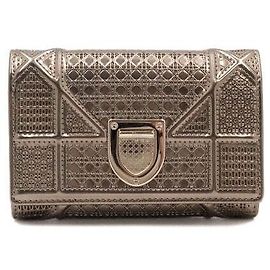Dior Patent Gold Micro Cannage Women's Wallet Brown