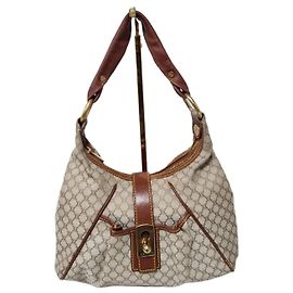 Céline Celine Vintage Macadam Hobo Schultertasche Beige/Braun Braun Beige