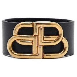 Balenciaga Bracciale da donna con cinturino in pelle e logo BB nero Nero