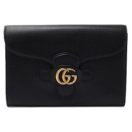 Gucci Clutch con patta in pelle nera Nero