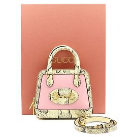Gucci Sac Mini Top Handle et Tote et Crossbody en Python Rose Édition Limitée avec Mors Rose