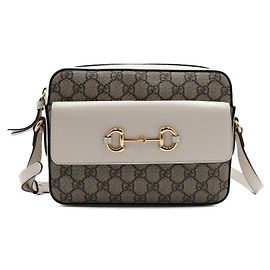 Gucci Pequena bolsa de aba e bolsa transversal em couro Horsebit Marrom