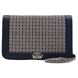 Chanel Bolsa transversal com corrente prateada Multicor