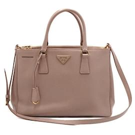 Prada Saffiano Lux Pink Double Zip Tote Bag Pink