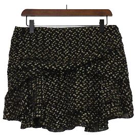 Saint Laurent Saia em camadas de seda preta com detalhes em padrão dourado para mulher Preto