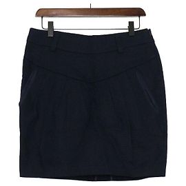Brunello Cucinelli Saia de mistura de lin azul-marinho com bolsos Azul