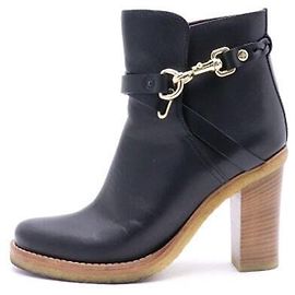 Mulberry HH Buti Tosakana Leather Mid-Heel Ankle Boots Black