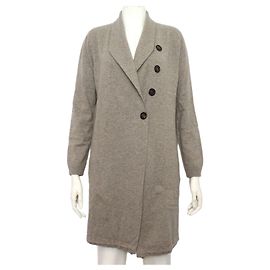 Brunello Cucinelli Cardigan long en maille en cachemire beige Marron