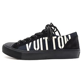 Louis Vuitton Black Suede Navy Canvas Tattoo Men's Sneakers Blue