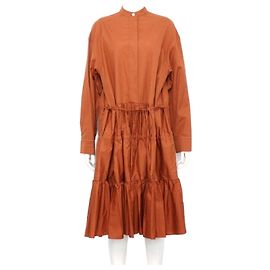 Marni Vestido de algodón marrón con banda para mujer Castaño