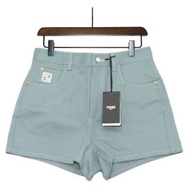 Fendi Short de algodão azul claro com logótipo bordado para mulher Azul