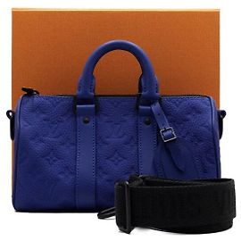 Louis Vuitton Borsa a tracolla e Tote Bag Keepall in Taurillon Monogram Blu Blu