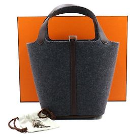 Hermès Bolsa Tote e Bolsa de Ombro Lock Picotin Felt Bo Swift Grismon Havana Multicor