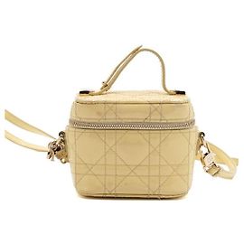Dior Micro bolsa de ombro e bolsa transversal em verniz amarelo cannage Amarelo
