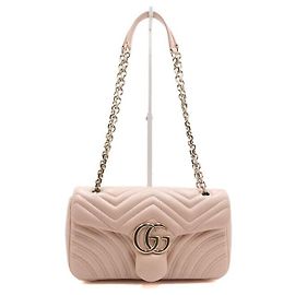 Gucci Soft Pink GG Marmont Matelassé Medium Shoulder Bag Pink