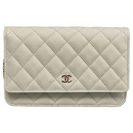 Chanel Bolsa Crossbody WOC Caviar Classic Versão com Chip Interno Branco