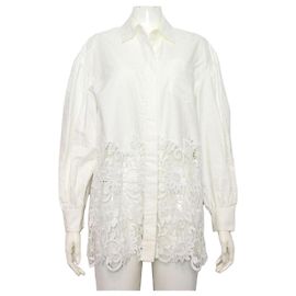 Burberry Weiße Baumwoll-Hemdenjacke mit Stickereidetails für Damen Weiß
