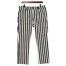 Louis Vuitton Calças slim de ganga com riscas pretas e brancas para mulher Branco