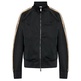Burberry Checked Trimmed Cotton Blend Track Jacket Black