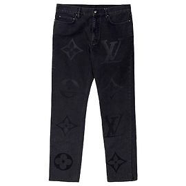 Louis Vuitton Pantaloni in denim monogram con non utilizzato Marrone