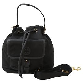 Tory Burch Borsa a secchiello con coulisse a tracolla nera Nero