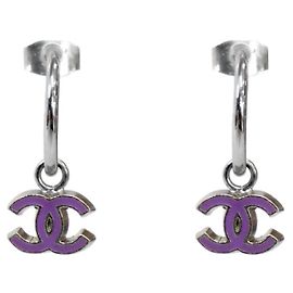 Chanel Boucles d'oreilles Lavender CC Silver Violet