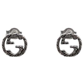 Gucci Interlocking Silver Earrings Silvery