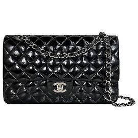 Chanel Sac à rabat Classic Patent Medium Black Series Noir