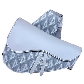 Dior Diamond Men's Saddle Bag Gray Brown