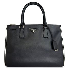 Prada Saffiano Tote Bag Large Black White