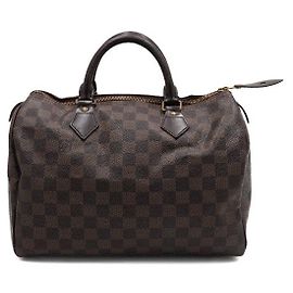 Louis Vuitton Speedy Damier Ebene Canvas Tote Bag Schwarz