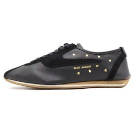 Saint Laurent Schwarze Unisex-Sneaker aus Leder und Wildleder mit Stern Schwarz