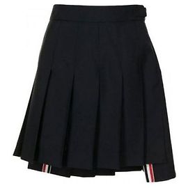 Thom Browne Wool Twill Pleated Mini Skirt Blue