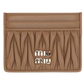 Miu Miu Tarjetero de piel napa acolchada Castaño