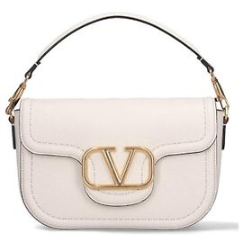 Valentino Bolsa de ombro em couro de vitelo de grão macio All Time Branco