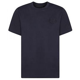 Moncler Embroidered Logo Short Sleeve T-Shirt Blue