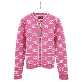 Gucci Cardigan de jacquard de lã bouclé rosa Rosa