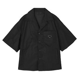 Prada Camicia a maniche corte in nylon Nero