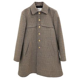 Céline Houndstooth Wool Check Coat Multiple colors