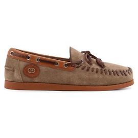 Valentino Mocassins de barco em couro crust Palm Avenue Marrom