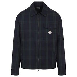 Moncler Camicia a maniche lunghe in gabardine di cotone a quadri Nero