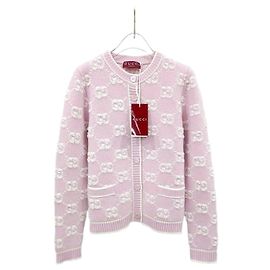 Gucci Bouclé-Jacquard-Strickjacke aus Wolle Hellrosa Pink