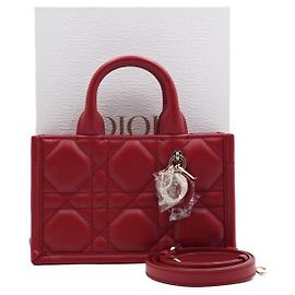Dior Red Mini Lady Book Tote Shoulder Bag Red
