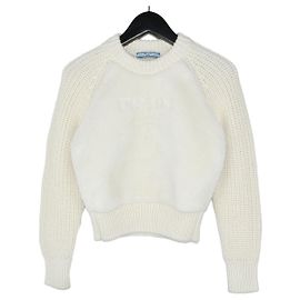 Prada Tricot en peau lainée Blanc