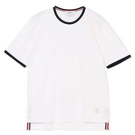 Thom Browne Ringer T-Shirt mit Seitenbesatz Weiß