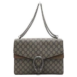 Gucci Dionysus GG Supreme Canvas Medium Chain Shoulder Bag Brown