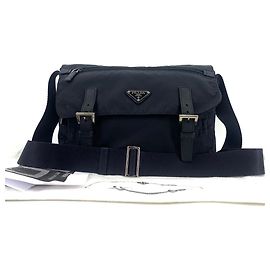 Prada Bolsa tiracolo em nylon com logótipo triangular Azul